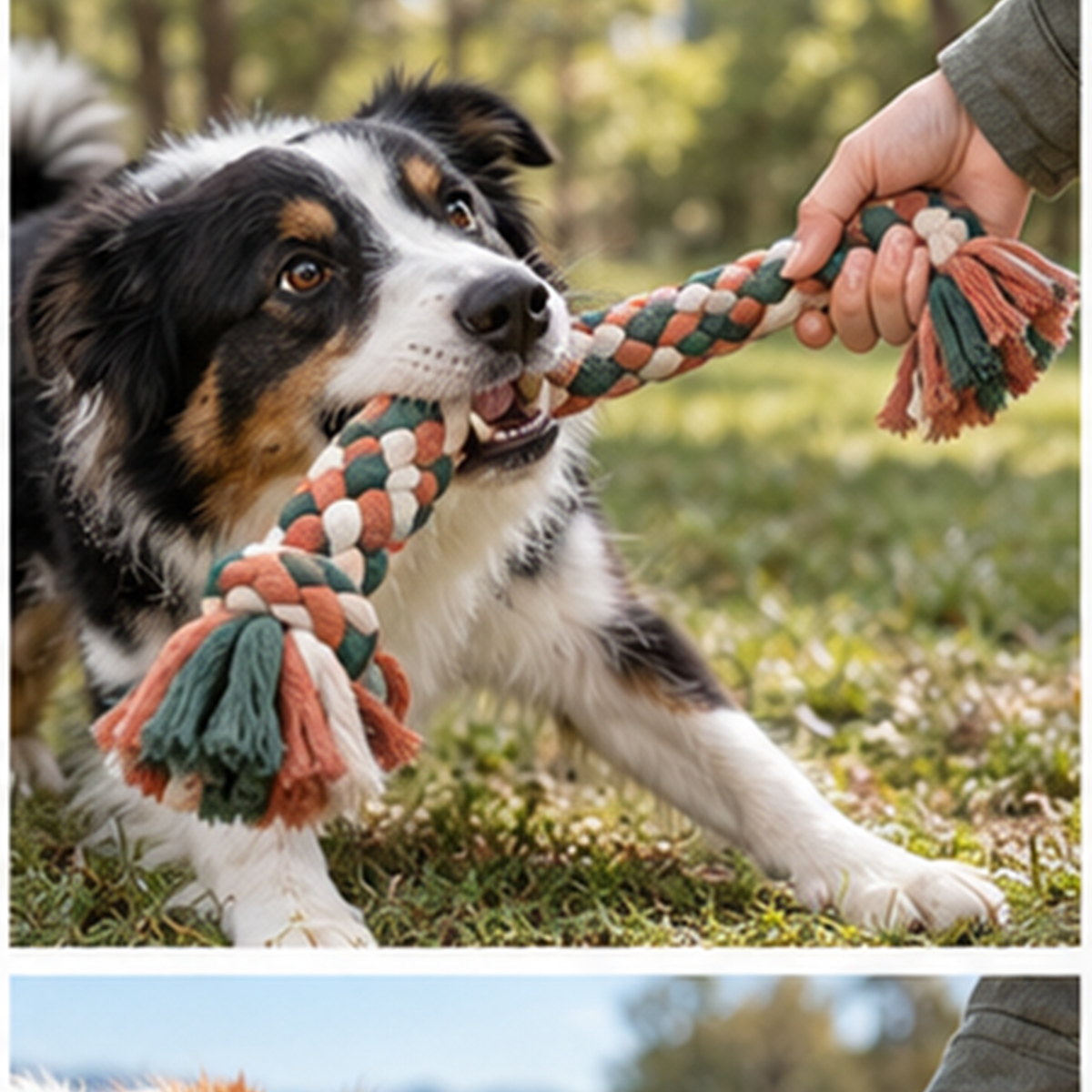 Braided Rope Tug Toy in use