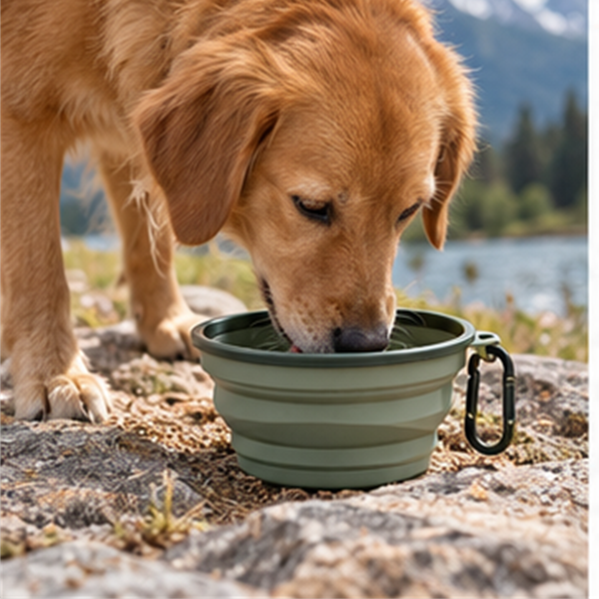 Collapsible Travel Bowl in use