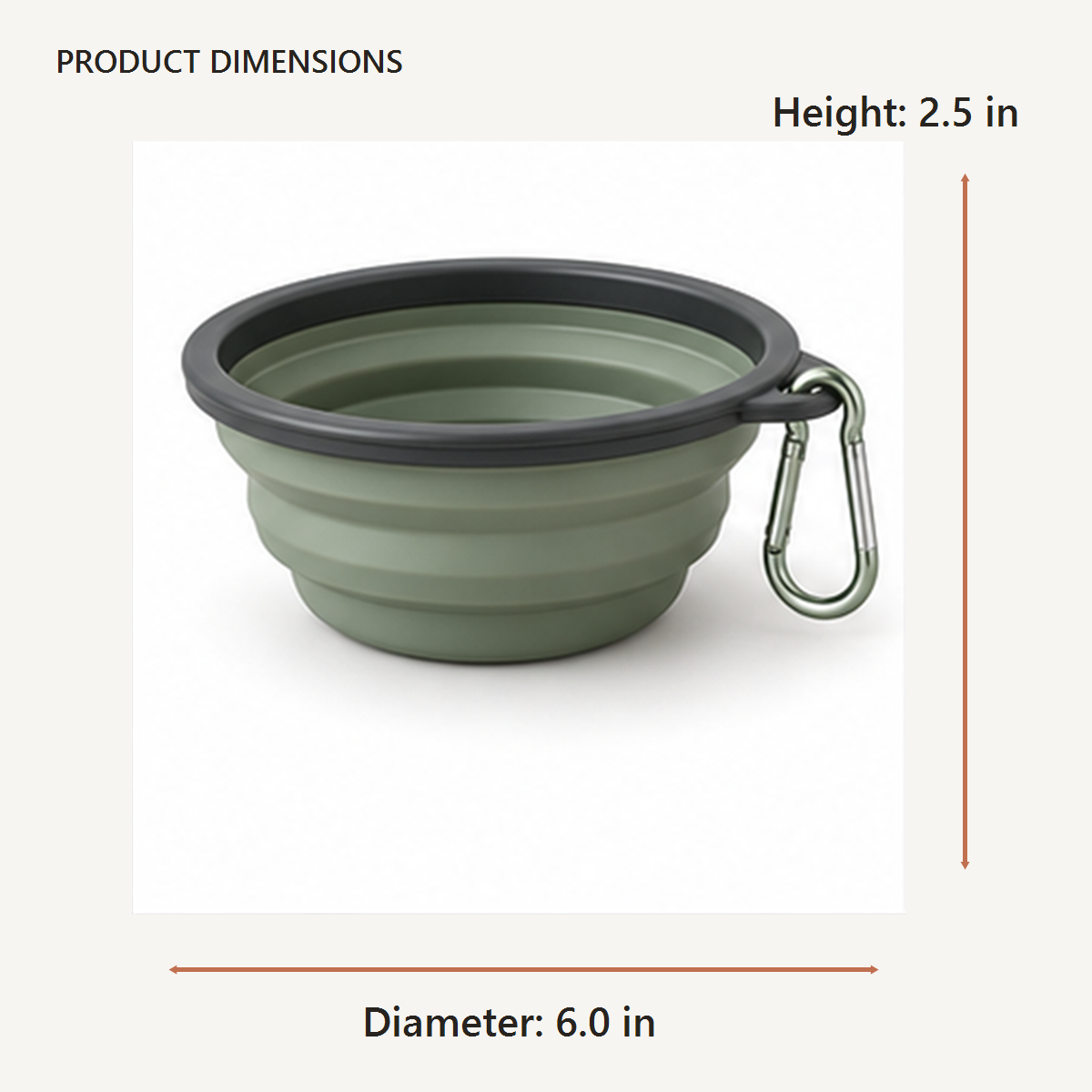 Collapsible Travel Bowl dimensions in inches