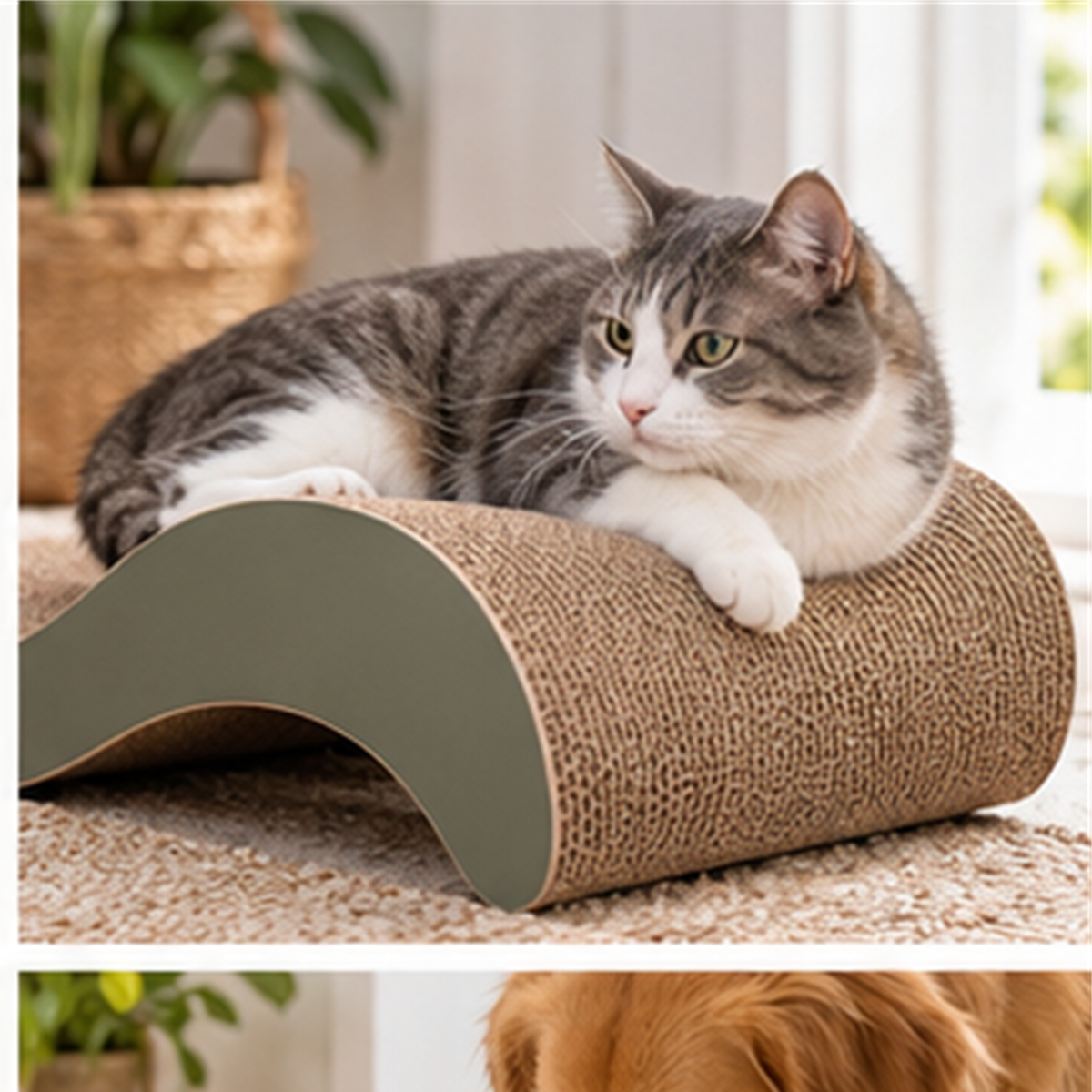 Curved Cat Scratch Lounge in use