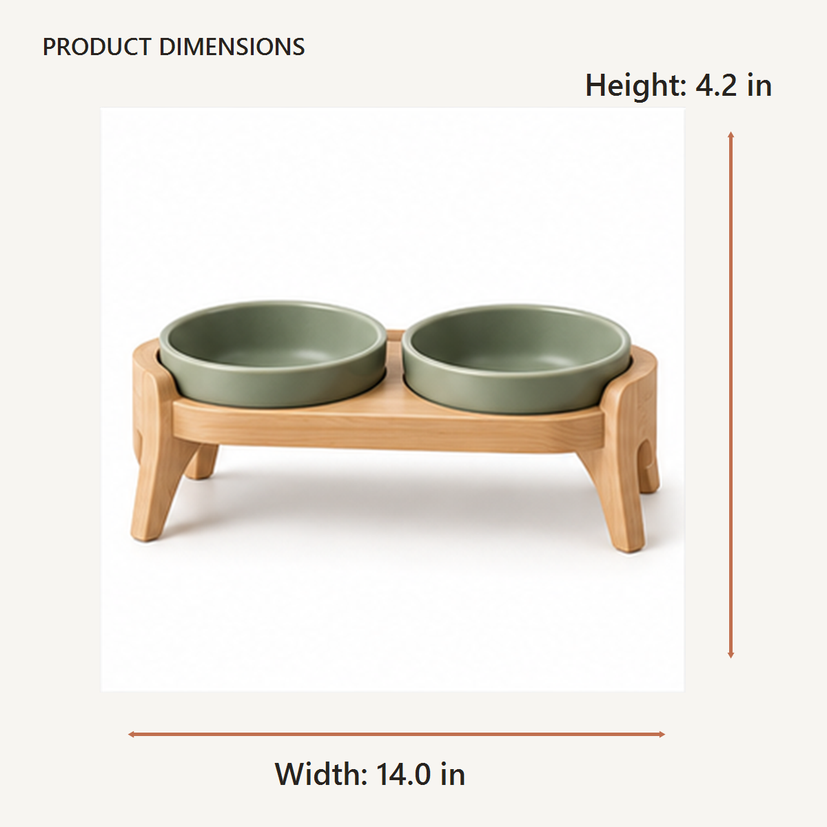 Elevated Cat Bowl Stand dimensions in inches