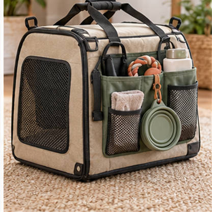 Pet Carrier Organizer in use