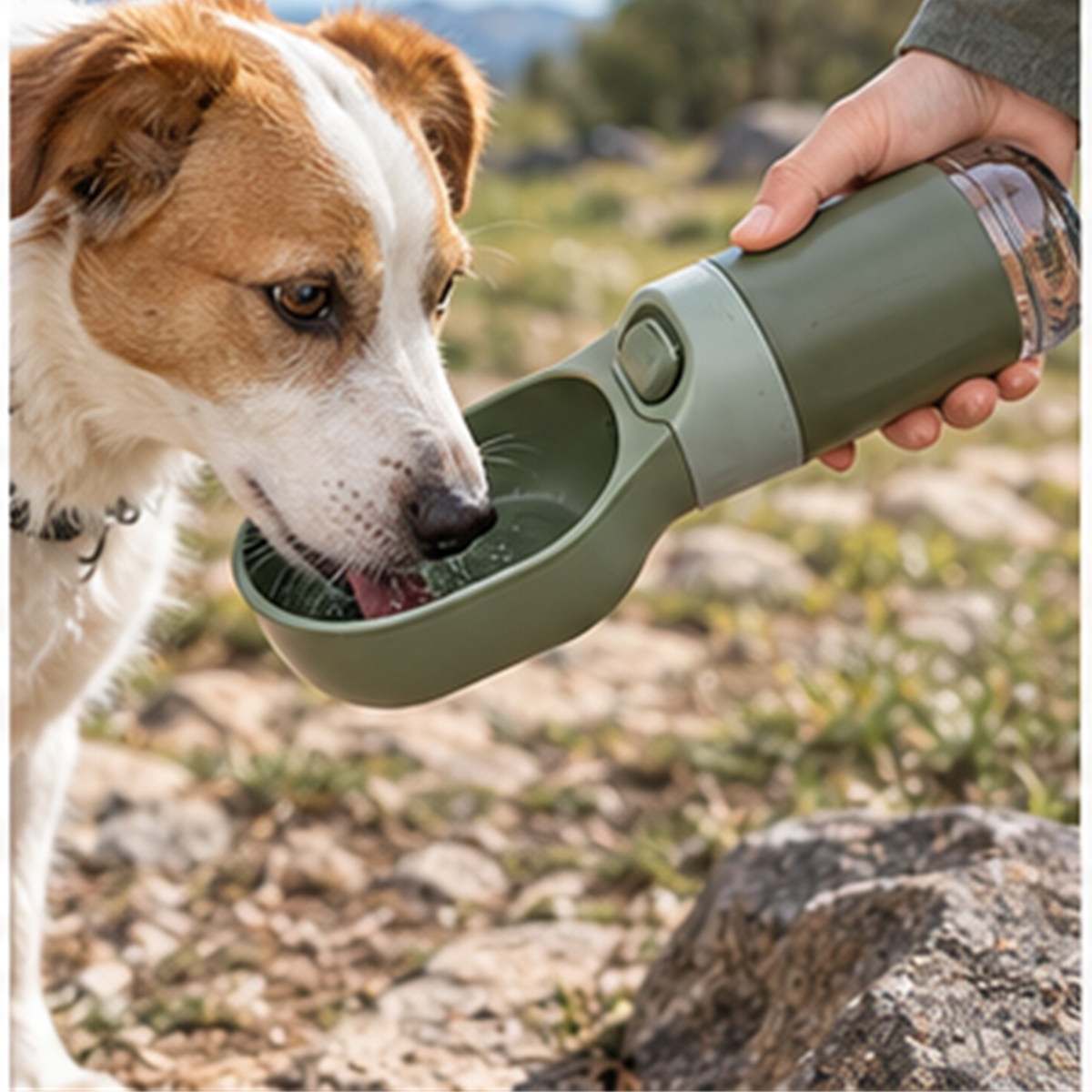 Portable Pet Water Bottle in use