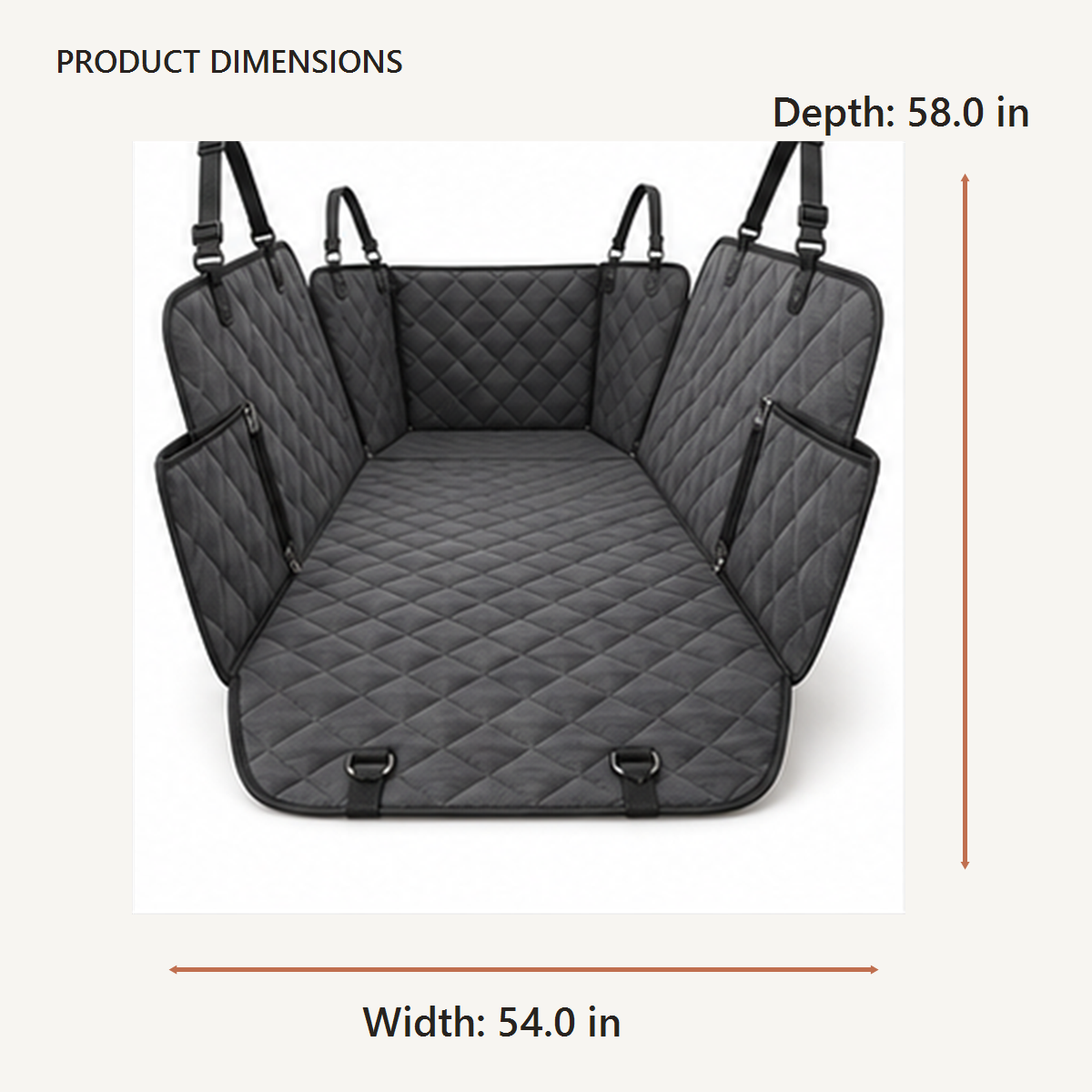 Quilted Back Seat Pet Cover dimensions in inches
