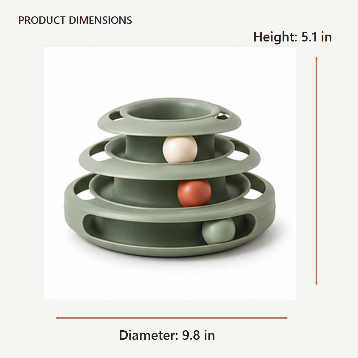 Three Level Cat Ball Track dimensions in inches